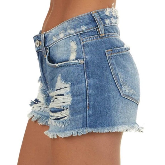 New KanCan Distressed Cutoff Denim Jean Shorts - Picture 6 of 9